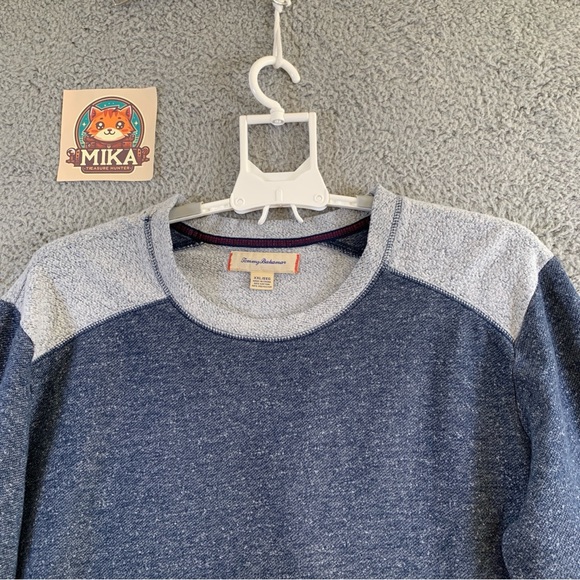 Tommy Bahama Sweater Men's XXL Long Sleeve Sweatshirt Cotton Blend Navy Gray - Picture 4 of 10